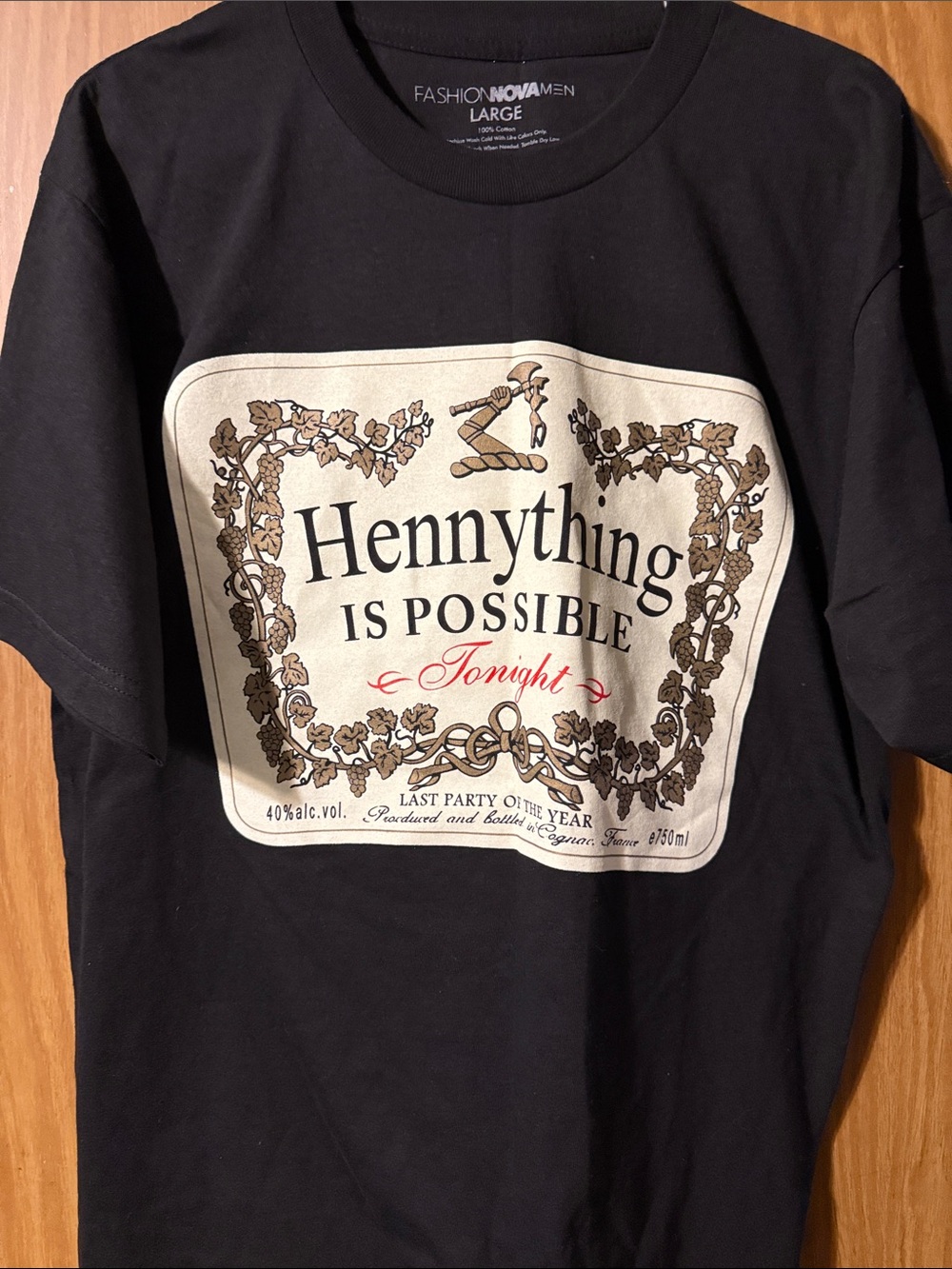 Fashion Nova "Hennything Is Possible" Graphic Tee in Black Men’s Large